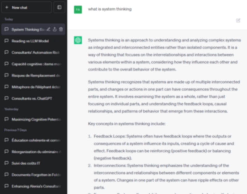 Exemple d’interface sur ChatGPT